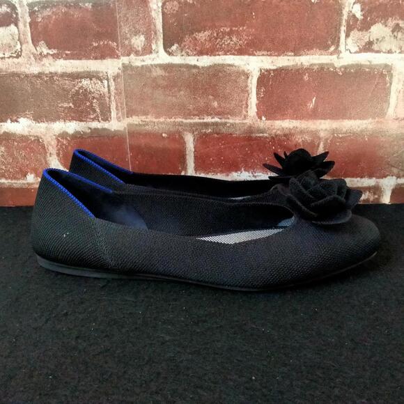 Rothy's Petal Square Loafers Womens Size 9.5 Black Floral Stlyish Flats - Picture 8 of 9
